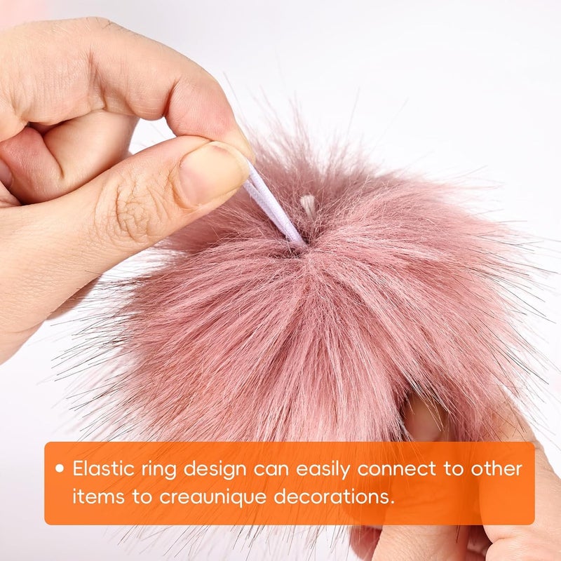 Daieeparty Daieparty 40Pcs Dark Color Faux Fur Pom Pom Balls,Fluffy Pompom Balls with Elastic Loop Ball Detachable Knitting Accessories for Knitting Hats Beanies Shoes,Scarves,Glove - Image 3